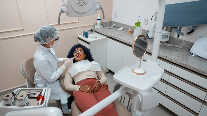 A hygiene appointment under way in one of the treatment rooms.